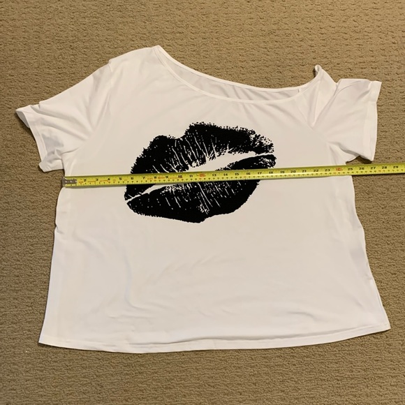 SHEIN Curve 3XL black/white off shoulder T-shirt NWOT - Picture 2 of 9